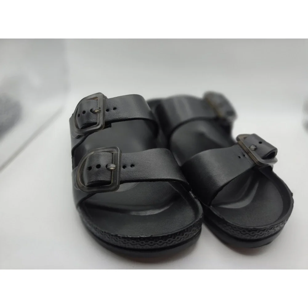 USA Star Mens Black Double Buckle Slide Sandals Size 7 Non-Marking Sole